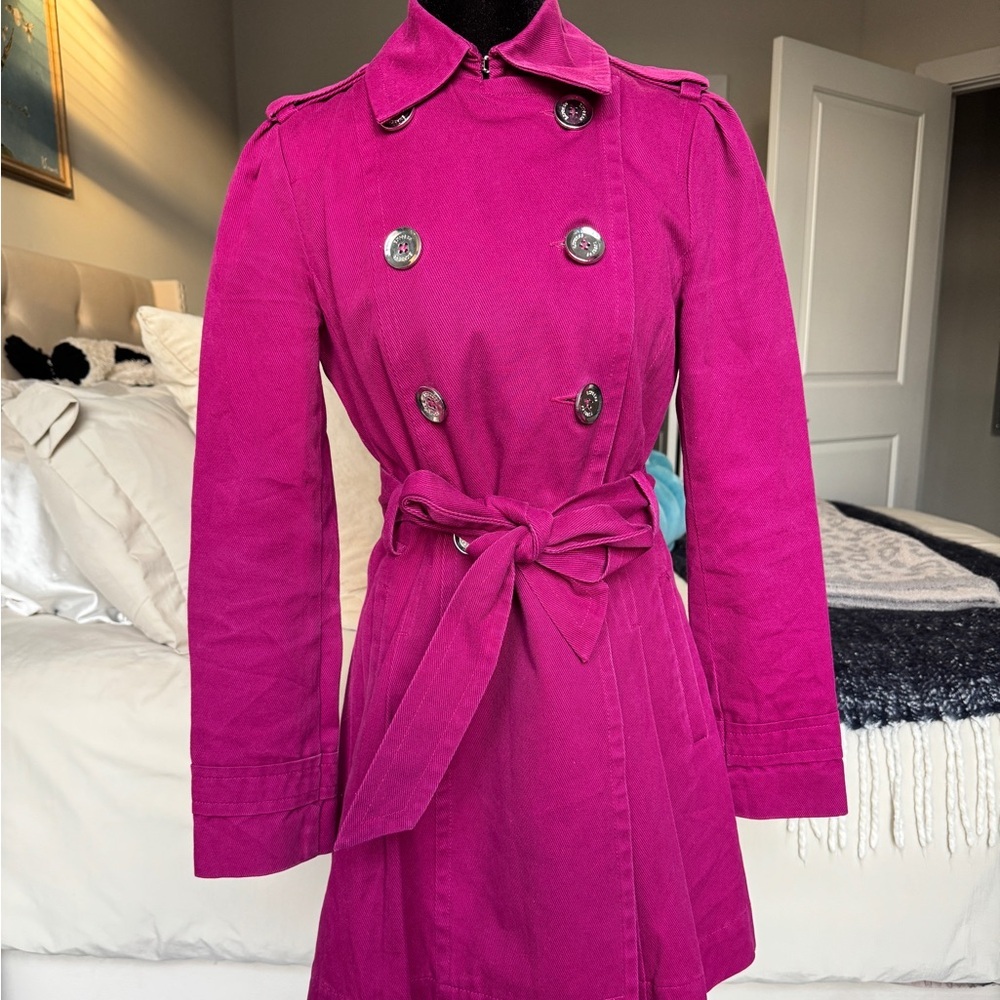 Express Magenta Trench Coat